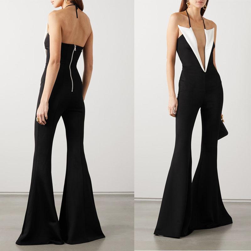 Sexy Halter Backless Trumpet Long Jumsuits-STYLEGOING