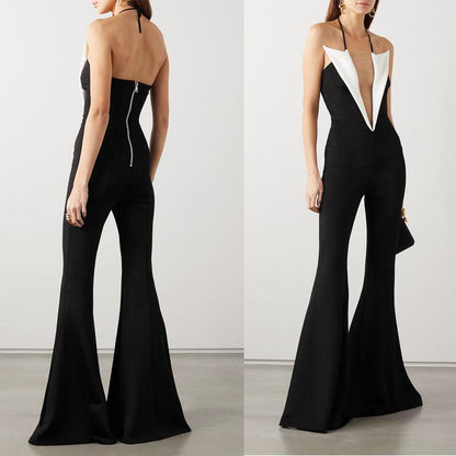 Sexy Halter Backless Trumpet Long Jumsuits-STYLEGOING