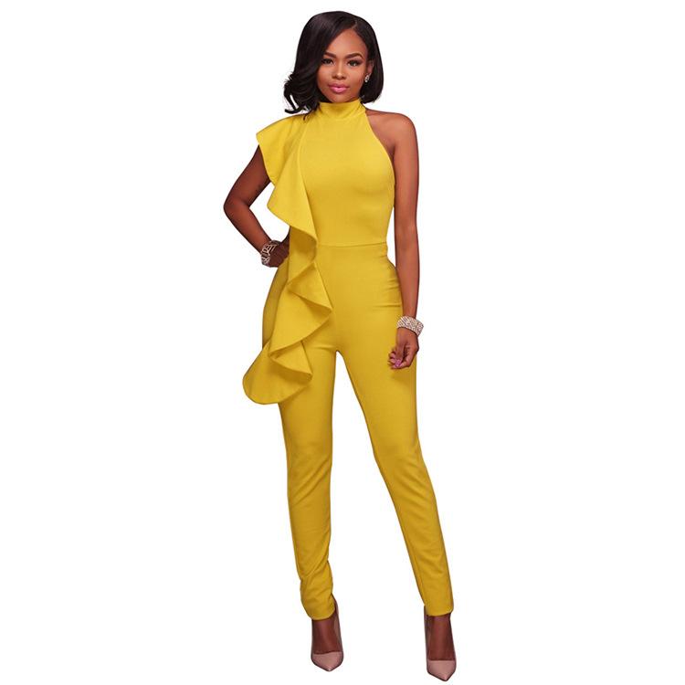 Sexy Halter Sheath Ruffled Women Jumsuites-STYLEGOING