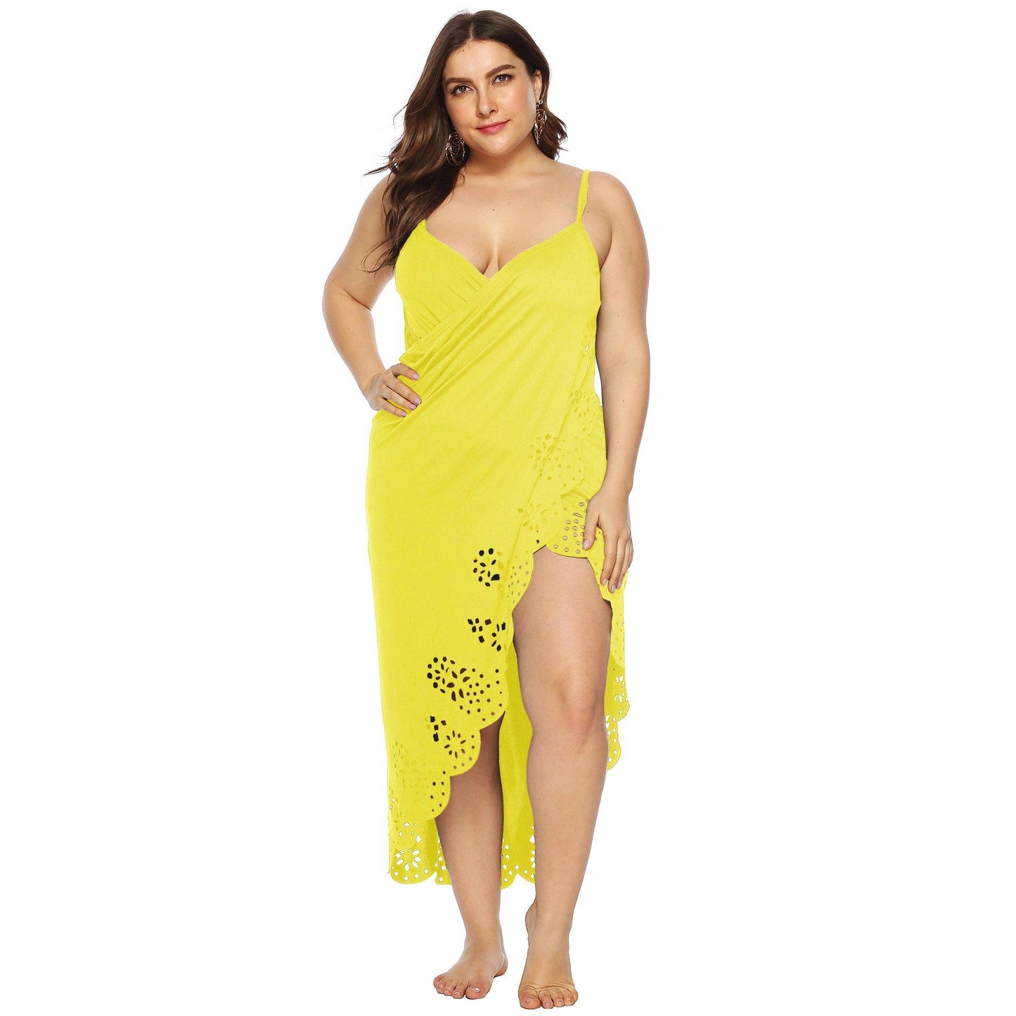 Women Plus Sizes Irregular Long Cover Ups-STYLEGOING