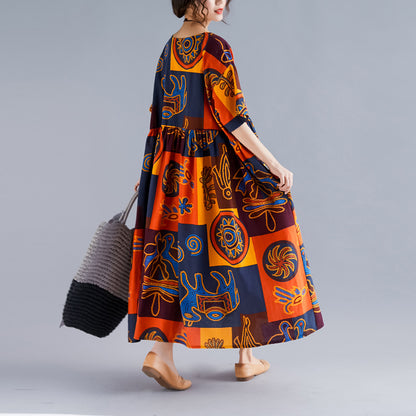 Summer Plus Sizes Print Long Maxi Dresses