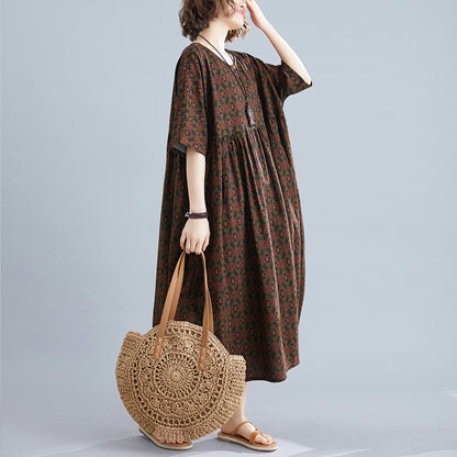 Vintage Linen Plus Sizes Summer Long Maxi Dresses