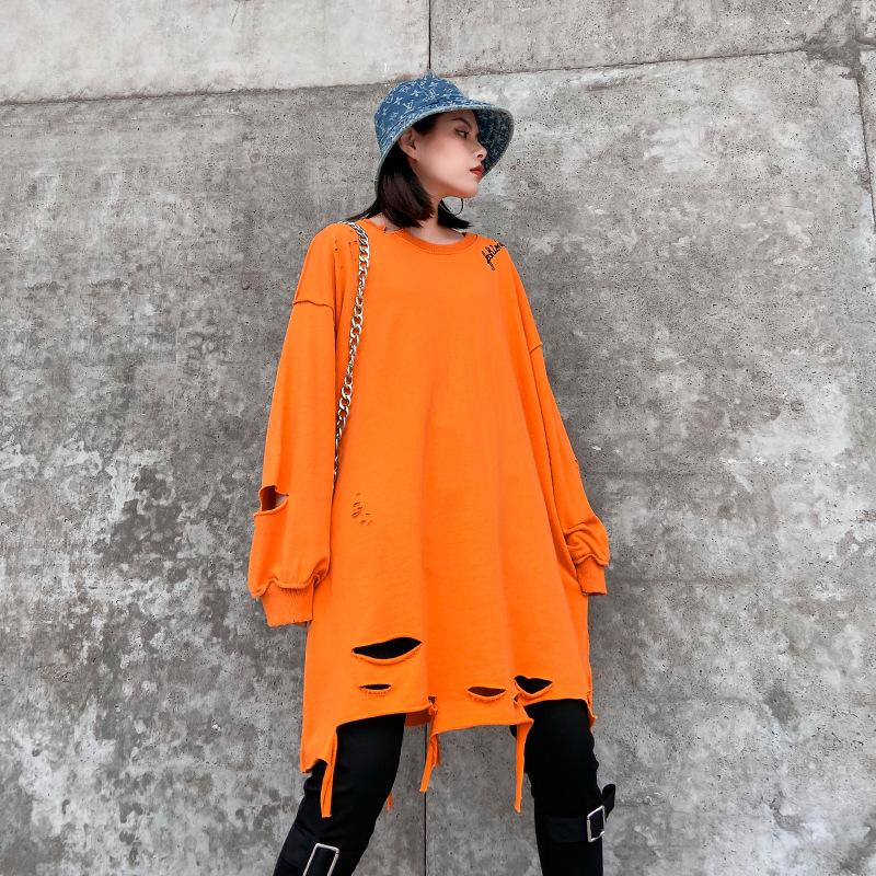Plus Sizes Broken Holes Hoodies-STYLEGOING