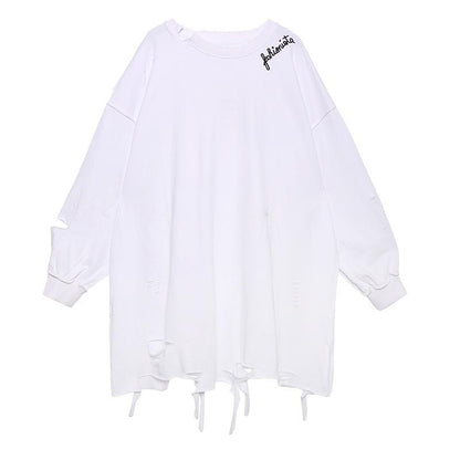 Plus Sizes Broken Holes Hoodies-STYLEGOING