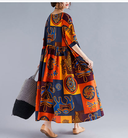 Summer Plus Sizes Print Long Maxi Dresses