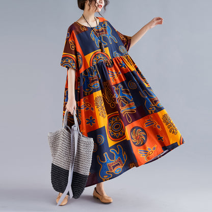 Summer Plus Sizes Print Long Maxi Dresses