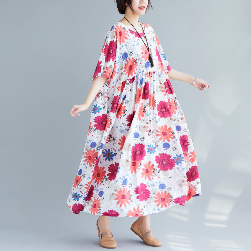 Women Plus Sizes High Waist Summer Dresses