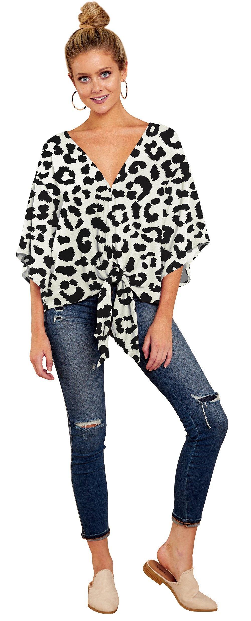 Women Summer/spring Short Sleeves V-neck Blouses-STYLEGOING