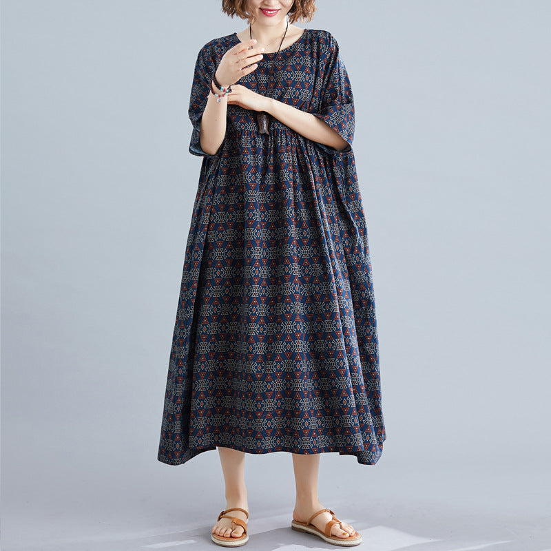 Vintage Linen Plus Sizes Summer Long Maxi Dresses