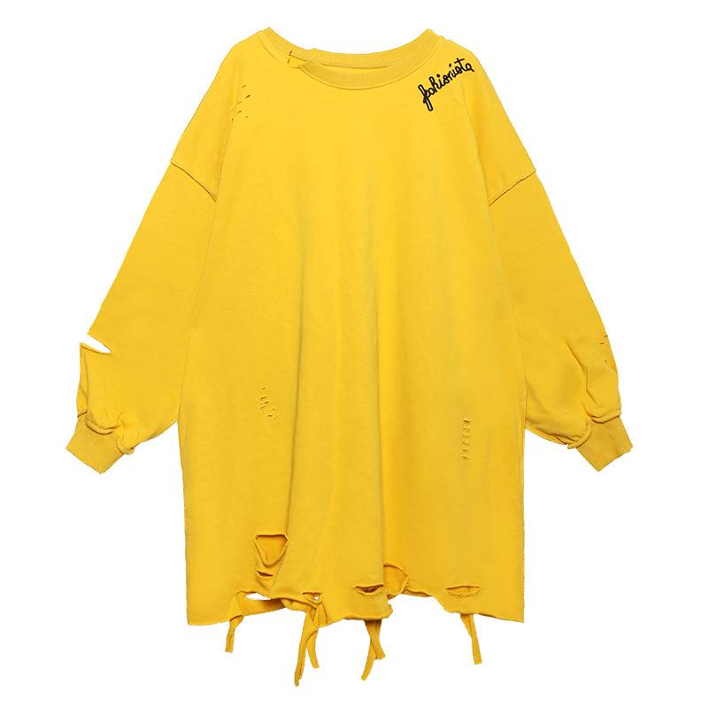 Plus Sizes Broken Holes Hoodies-STYLEGOING