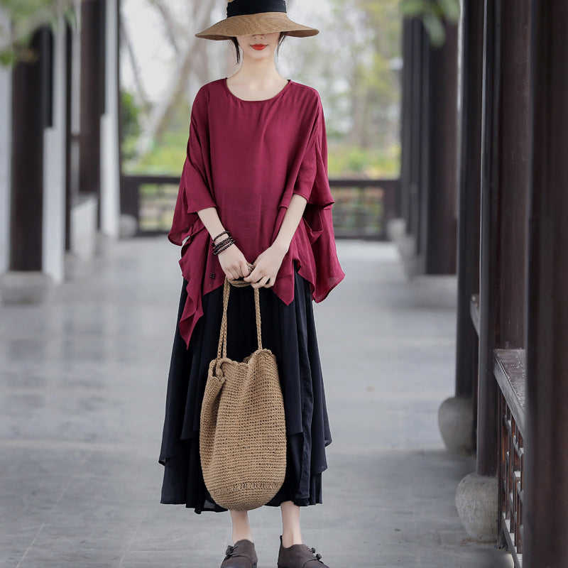 Casual Irregular Summer Linen Women Blouses