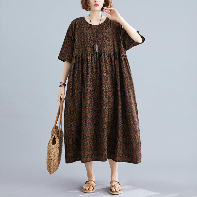 Vintage Linen Plus Sizes Summer Long Maxi Dresses