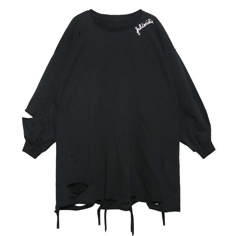 Plus Sizes Broken Holes Hoodies-STYLEGOING