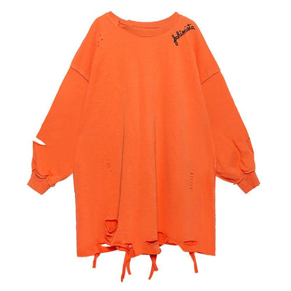 Plus Sizes Broken Holes Hoodies-STYLEGOING
