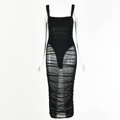 Black Sexy See Through Tulle Backless Dresses (inside included)