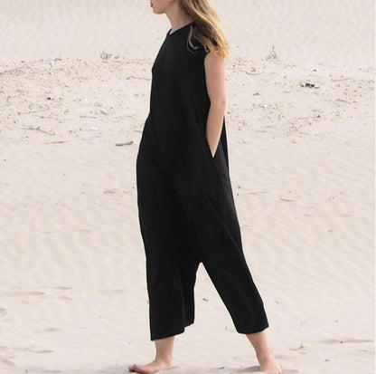 Women Leisure Short Sleeves Loose Jumsuits-STYLEGOING