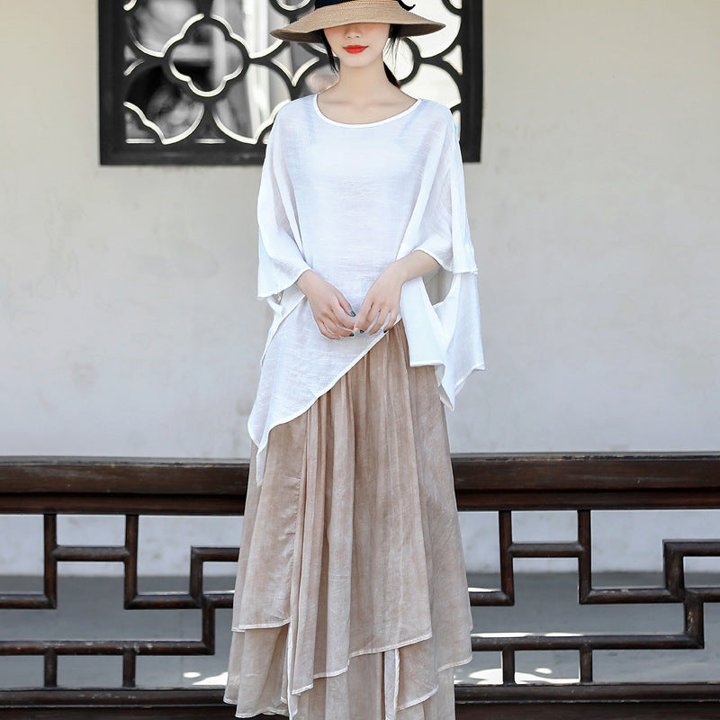 Casual Irregular Summer Linen Women Blouses