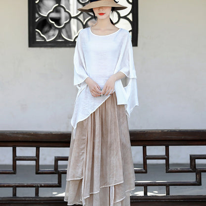 Casual Irregular Summer Linen Women Blouses