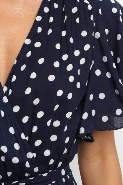 Women Short Sleeves V Neck Midi Dresses-STYLEGOING