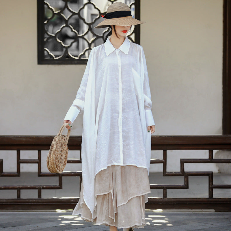 Casual Irregular Linen Women Long Sleeves Shirts