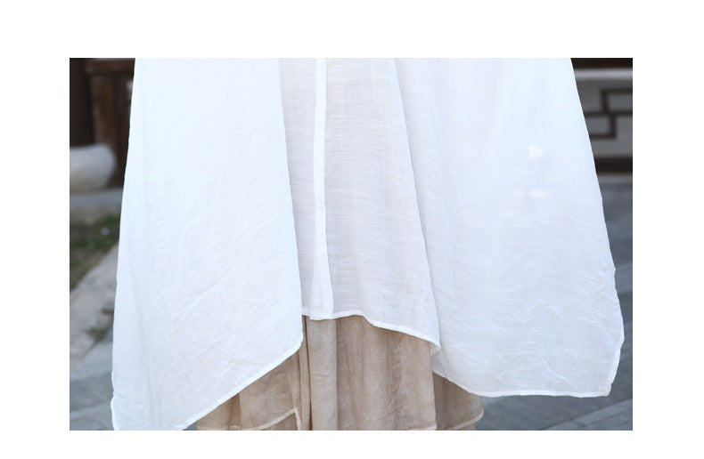 Casual Irregular Linen Women Long Sleeves Shirts