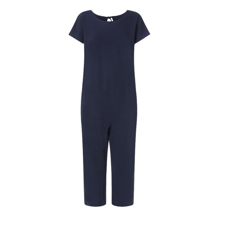 Women Leisure Short Sleeves Loose Jumsuits-STYLEGOING