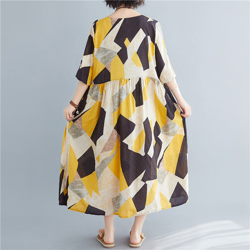 Casual Summer Women Linen Plus Sizes Long Dresses
