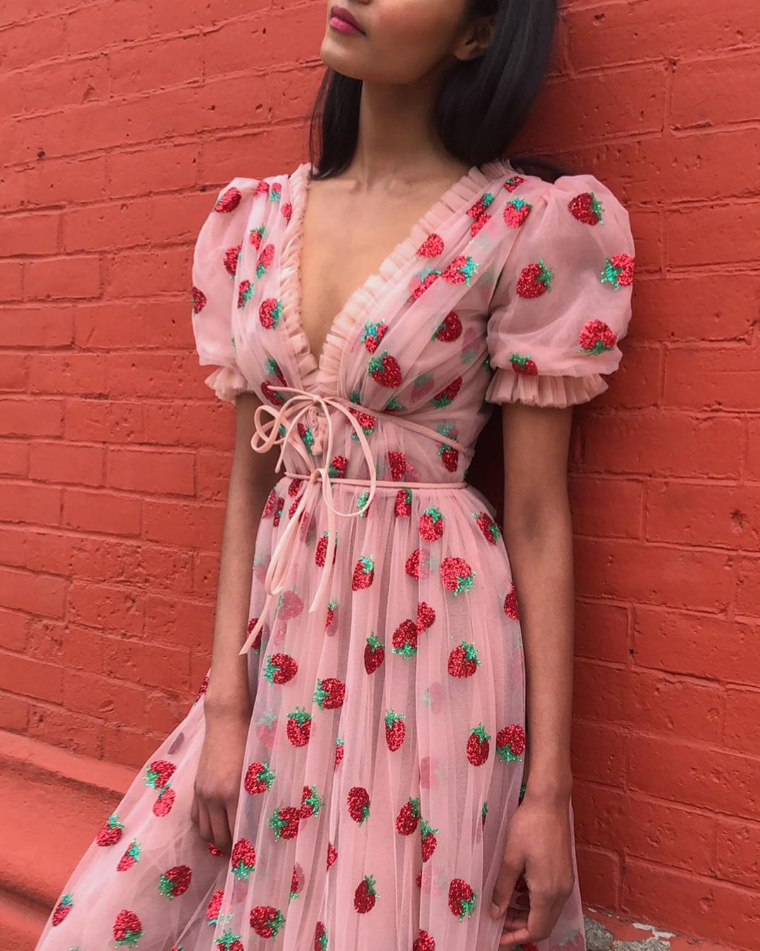 Sweet Puff Sleeves Strawberry Plus Sizes Summer Dresses