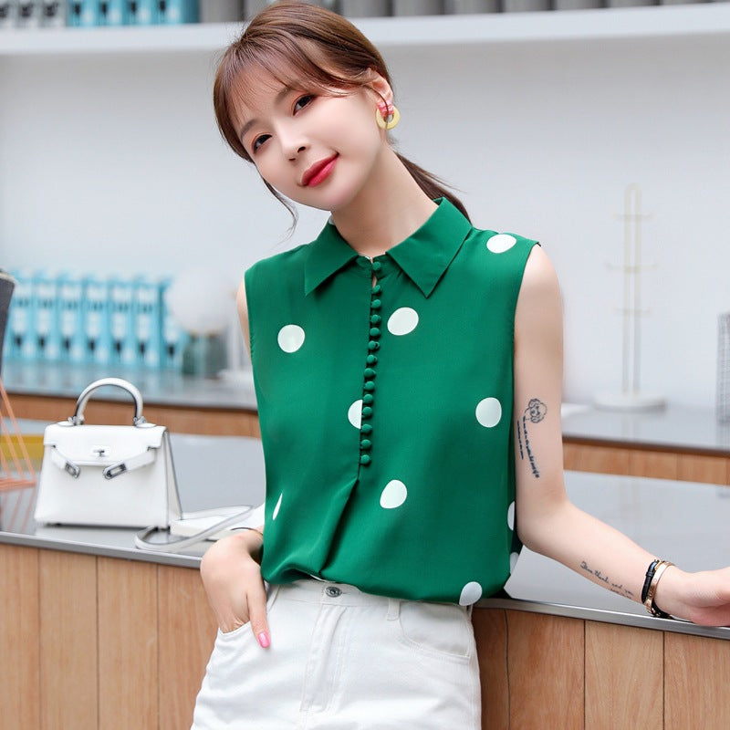 Elegant Summer Dot Print Sleeves Shirts