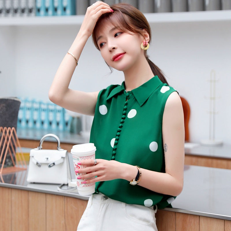 Elegant Summer Dot Print Sleeves Shirts