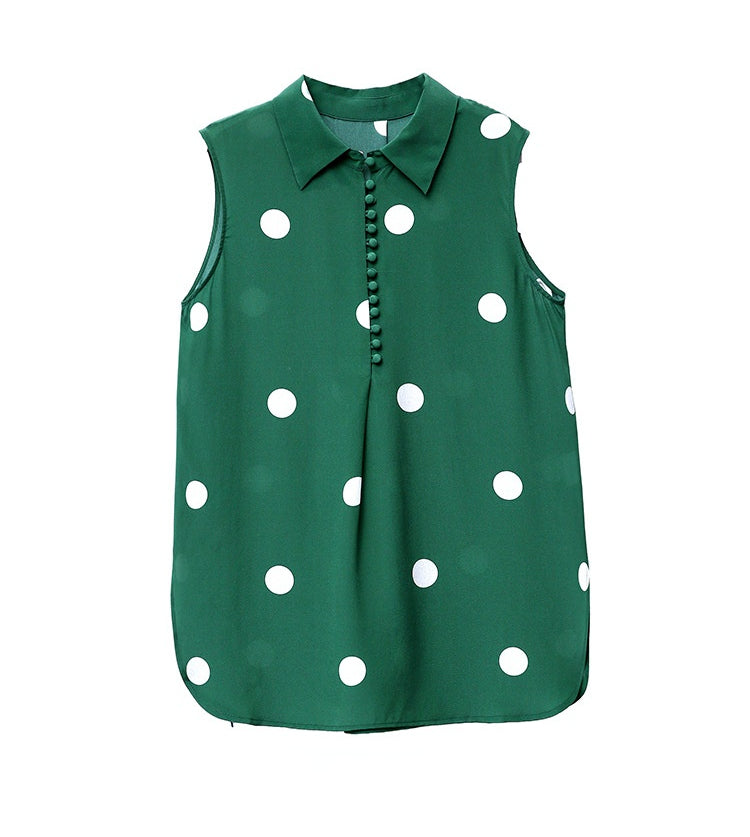 Elegant Summer Dot Print Sleeves Shirts