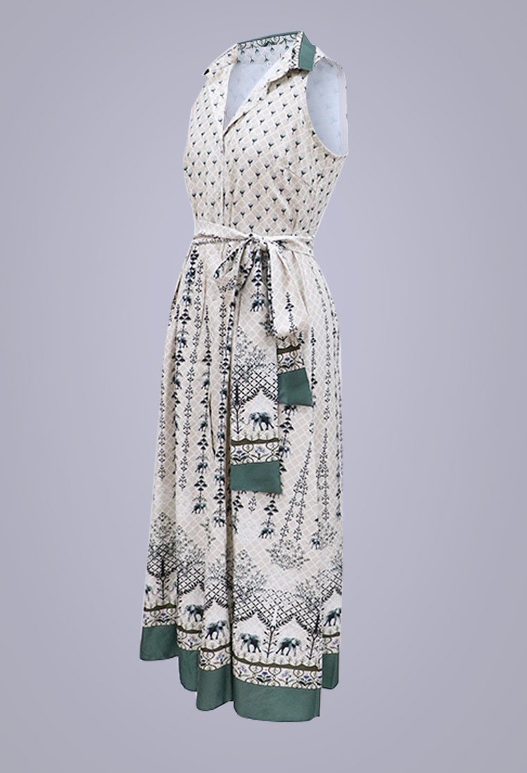 Women Summer Sleeveless Print Dresses-STYLEGOING