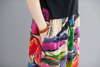 Ethnic Summer Linen Plus Sizes Midi Dresses