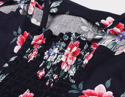 Women Summer Floral Print Retro Dresses-STYLEGOING