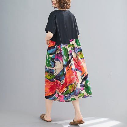 Ethnic Summer Linen Plus Sizes Midi Dresses