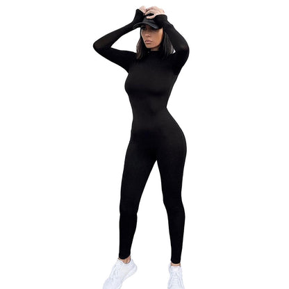 Sexy High Waist Long Sleeves Yoga Sporting Jumpsuits