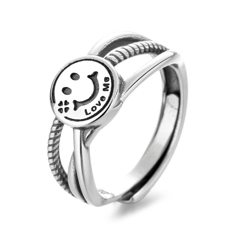 Smile Twist Design Vintage Silver Rings for Women