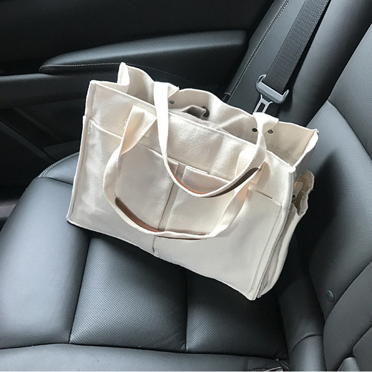 Casual Large Storage Multi Pockets Canvas Tote Handbags