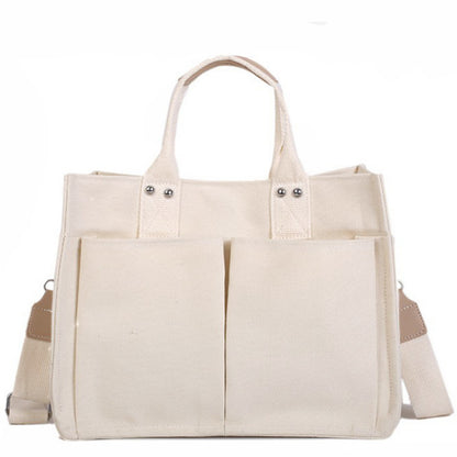 Casual Large Storage Multi Pockets Canvas Tote Handbags