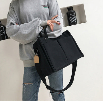 Casual Large Storage Multi Pockets Canvas Tote Handbags