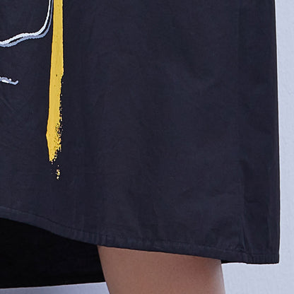 Summer Contrast Black Plus Sizes Midi Dresses