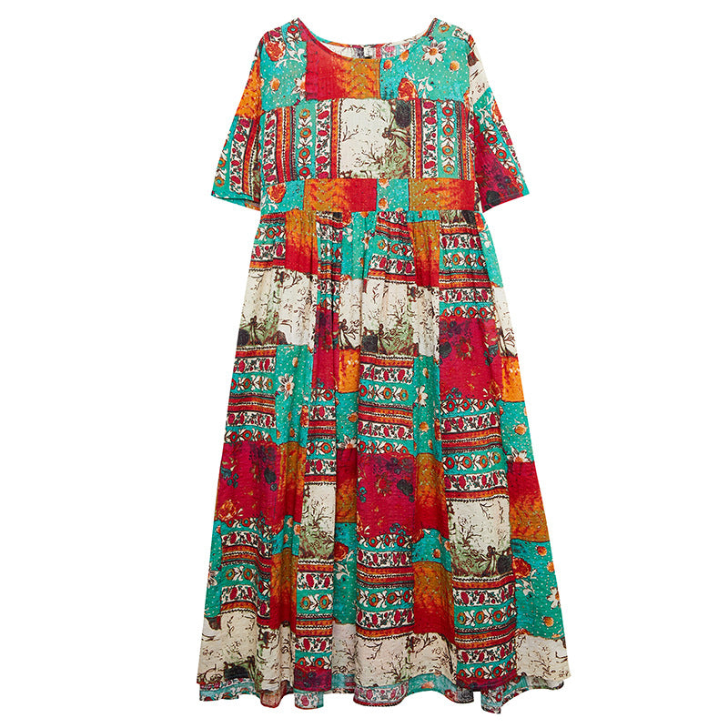 Summer Ethnic Plus Sizes Cozy Long Dresses