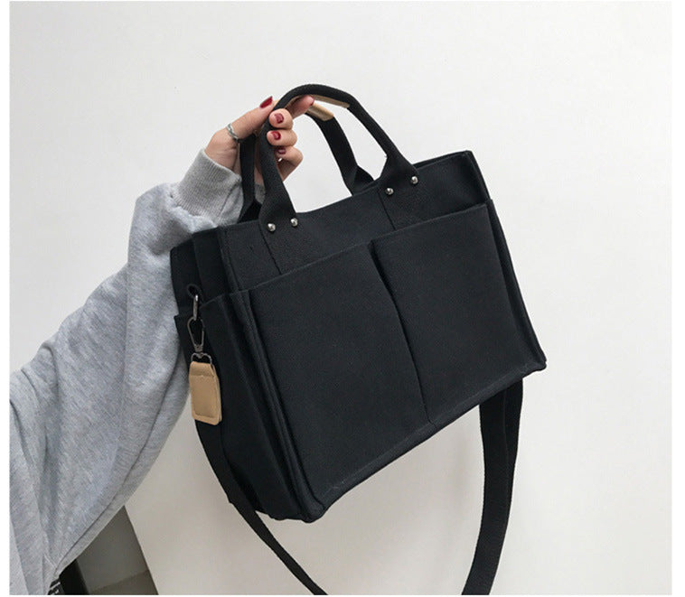 Casual Large Storage Multi Pockets Canvas Tote Handbags
