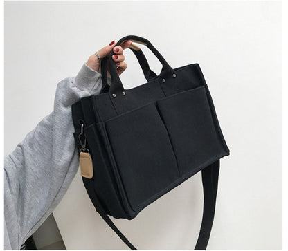Casual Large Storage Multi Pockets Canvas Tote Handbags