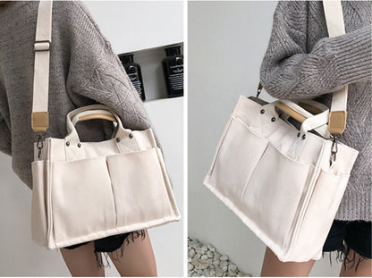 Casual Large Storage Multi Pockets Canvas Tote Handbags