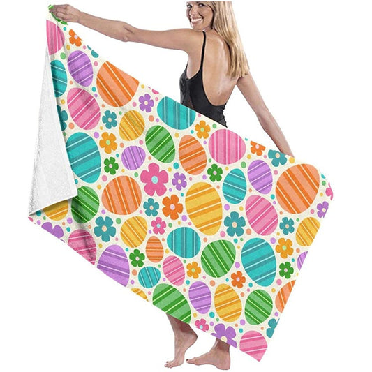Happy Easter Day Rabbit&Colorful Egga Summer Beach Towel