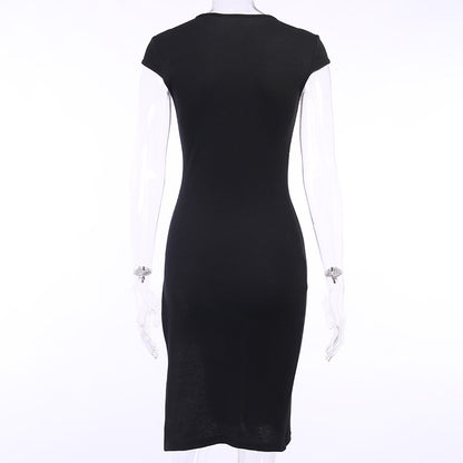 Sexy Round Neck High Split Women Short Dresses