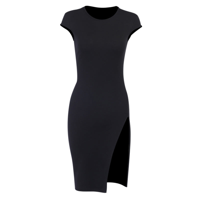 Sexy Round Neck High Split Women Short Dresses