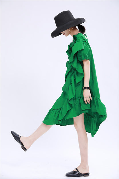 Designed 3D Ruffled Summer Women Short Dresses