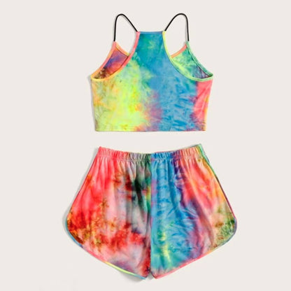 Casual Summer Leatter Crop Tops and Shorts Sets